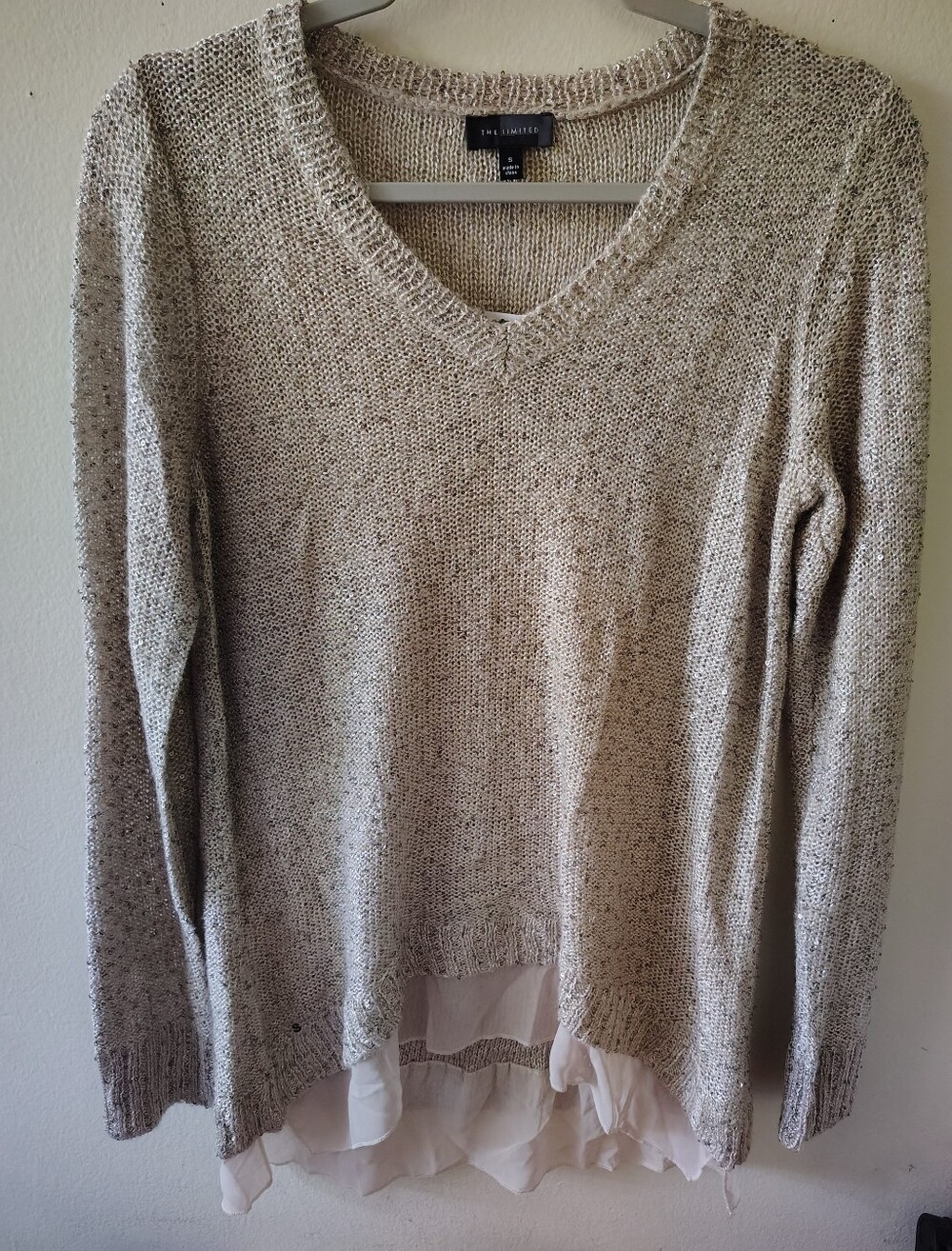 The Limited Knit Marled Sweater Small NWT V Neck Flowy Y2K Sparkle Cozy Boho